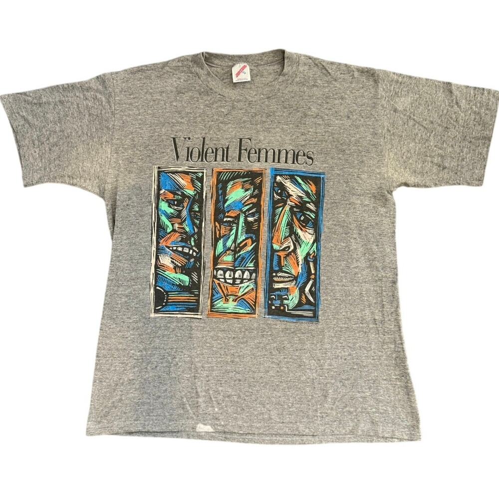 Vintage 90s Violent Femmes Faces Art 1991 Single Stitch Rare Band Shirt XL